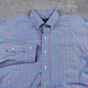 Vineyard Vines Shirt Mens Large Blue Gingham Checkered Murray Cotton Button Up‎